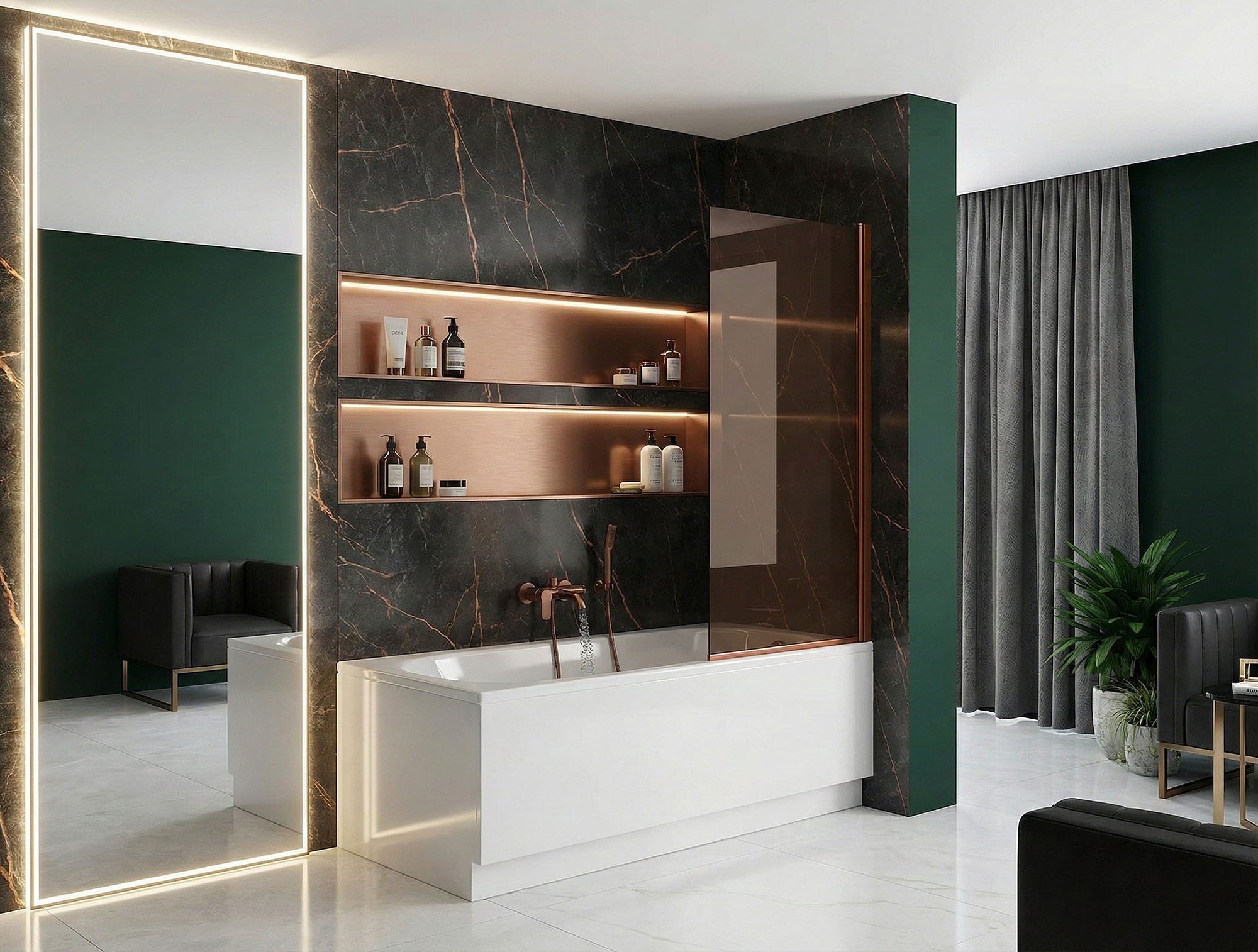 Paravan vanový Rea Elegant Brush Copper 70  5