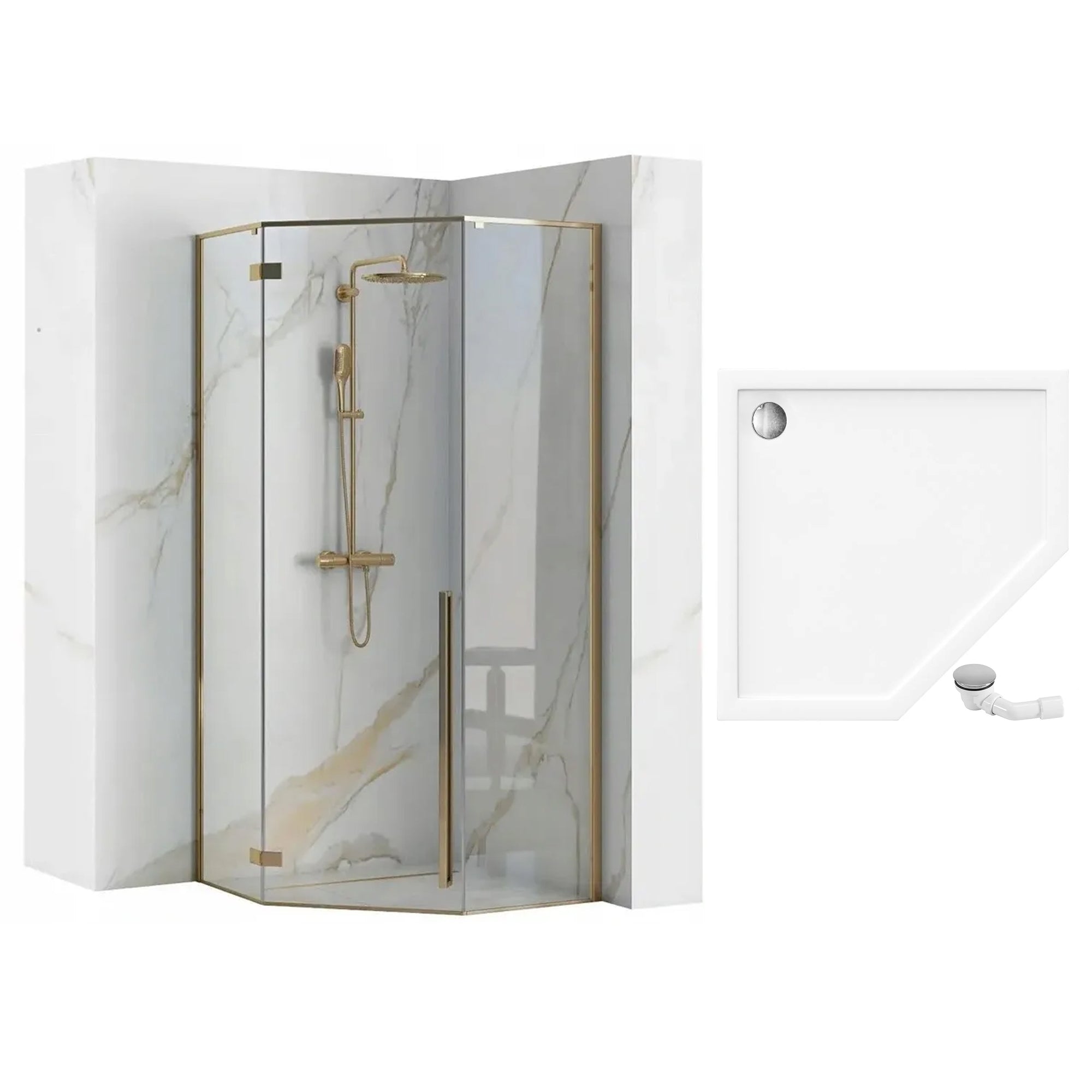 Sprchový kout REA DIAMOND 90x90 - zlatá Bez sprchové vaničky 8