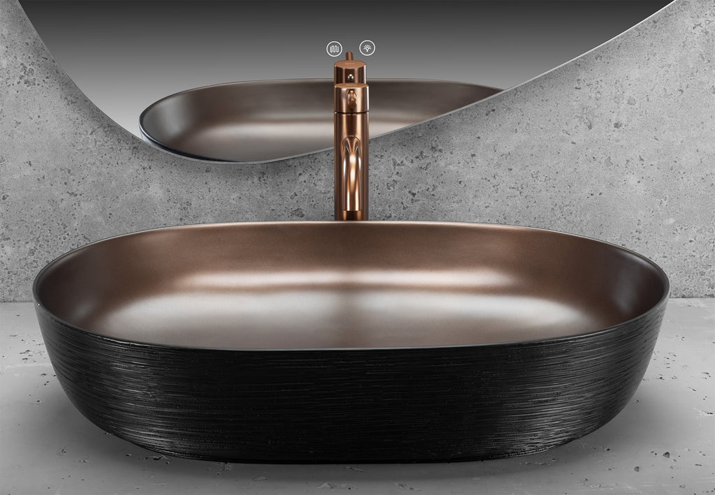 Keramické umyvadlo na desku CLEO 61 Copper Bush / Black  5