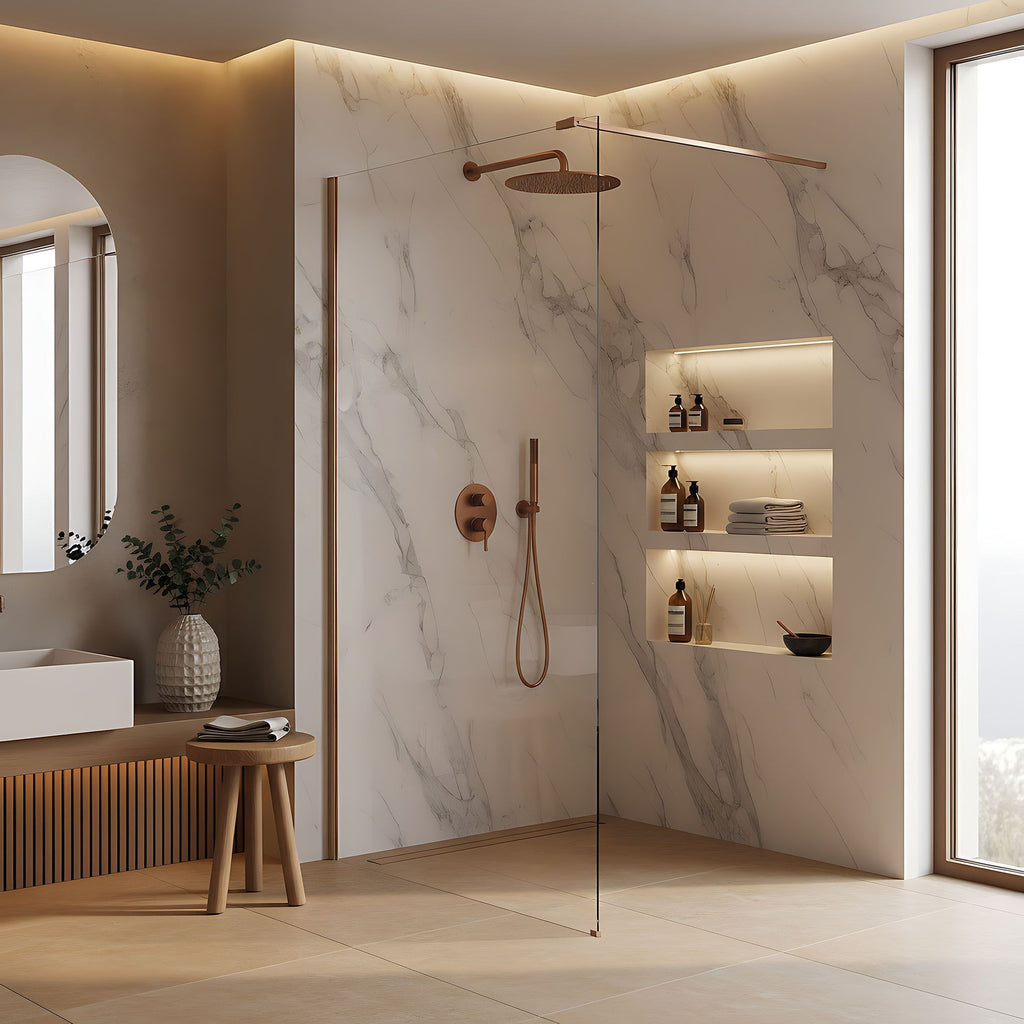 Sprchová zástěna Rea Flexi Transparent / Brush Copper 100  4