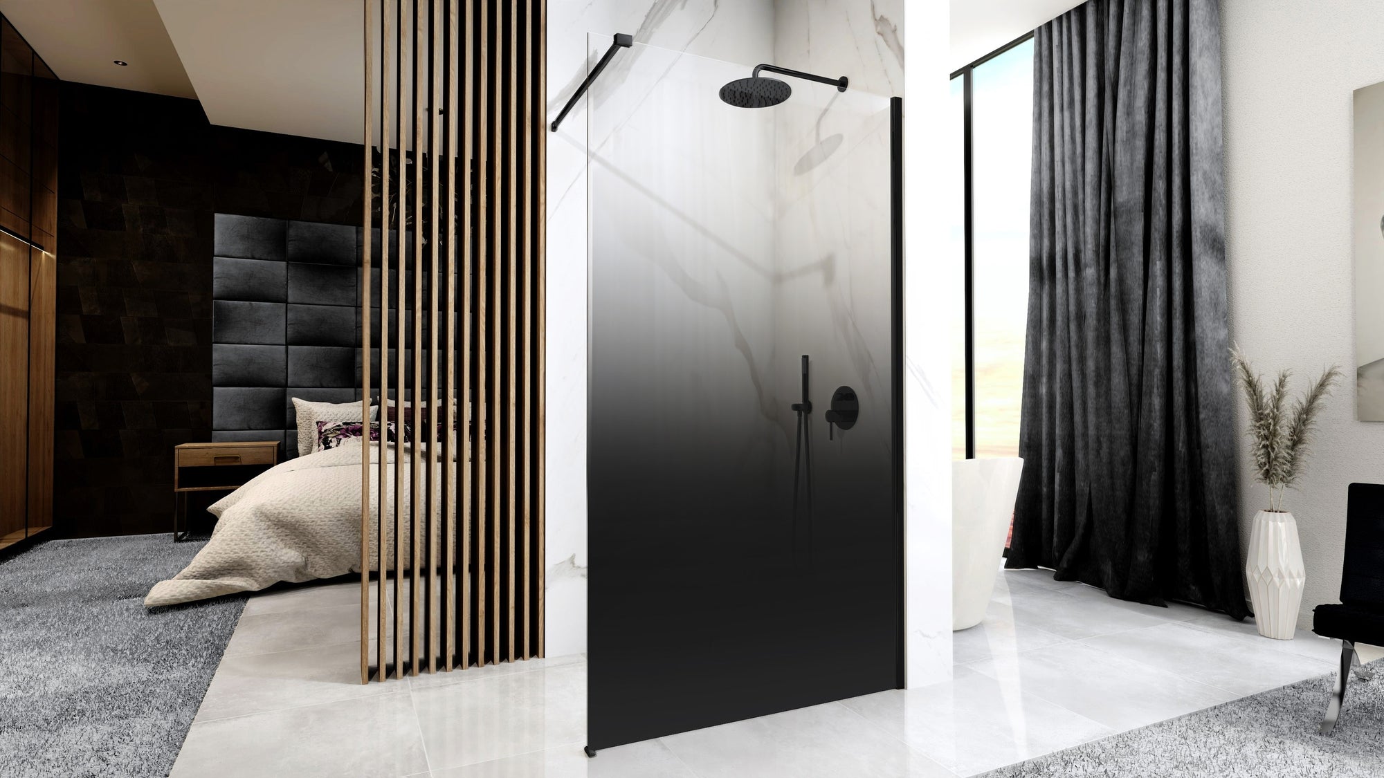 Sprchová zástěna Rea Aero Ombre Black/Black 110  6
