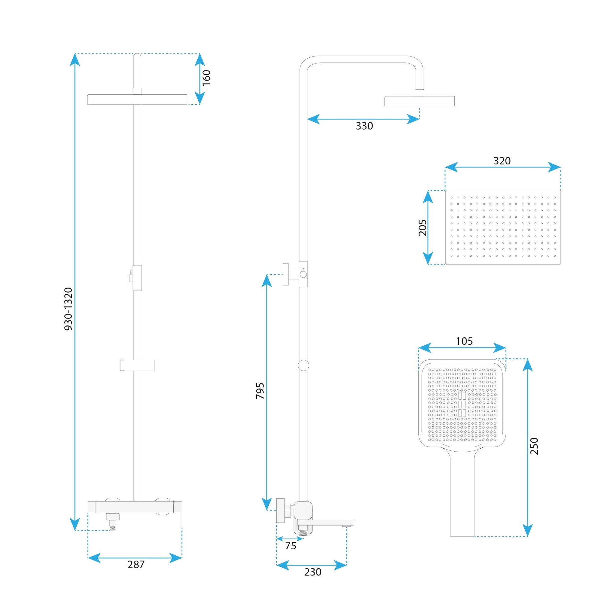Sprchový set Rea Arlo Brush Nickle  9