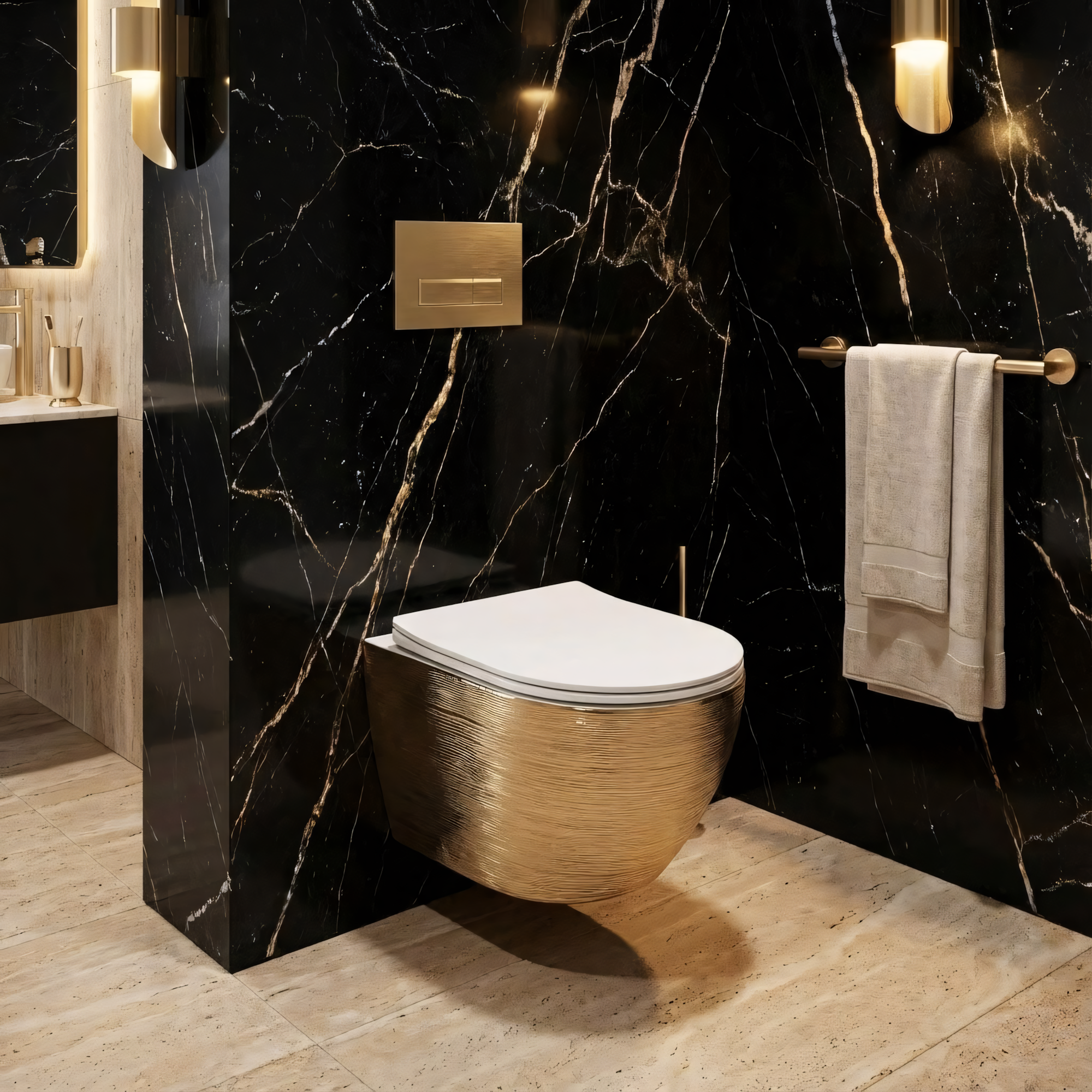 Závěsná WC mísa Carlo Flat - broušené zlato  2