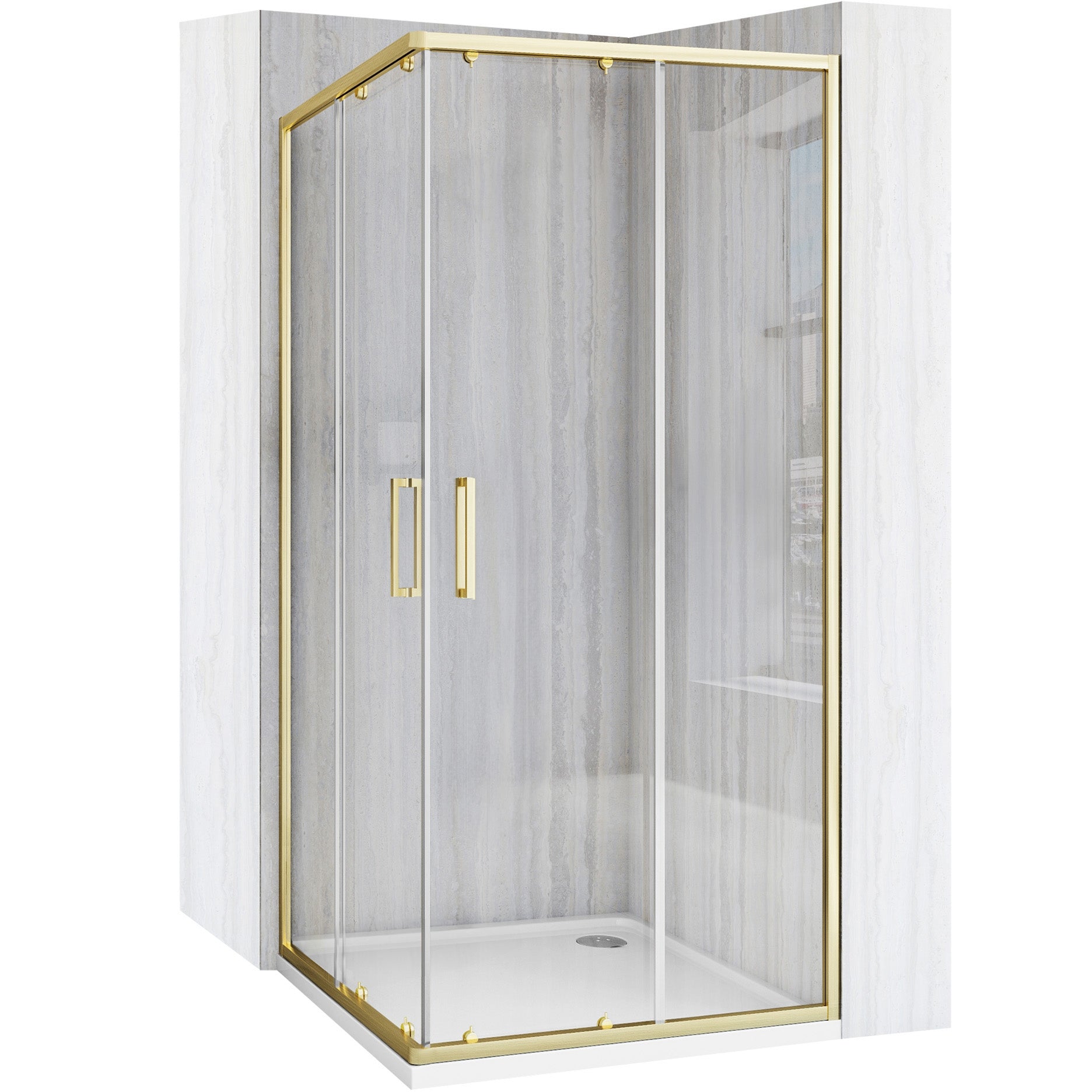 Sprchový kout REA City 80x80 Gold Brush Bez sprchové vaničky 2