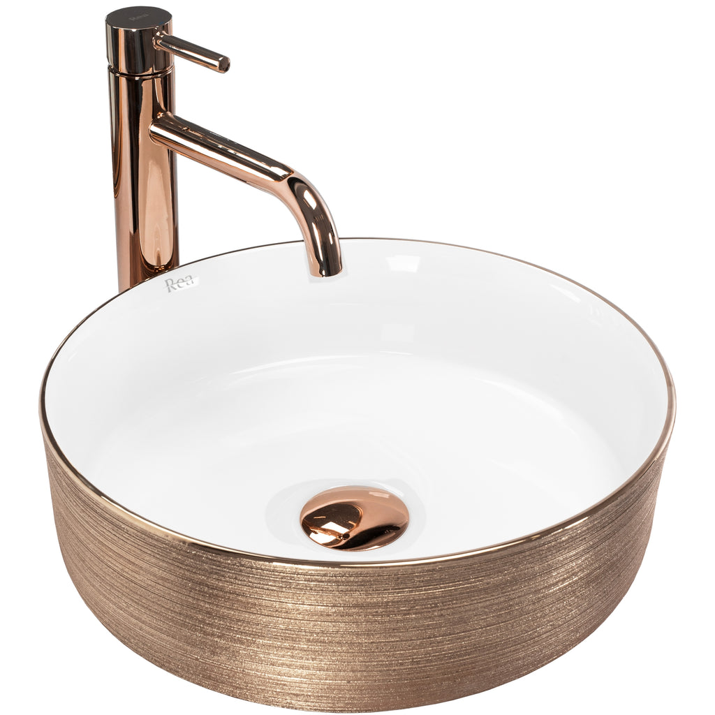 Umyvadlo na desku Rea Sami Brush Rose Gold  1