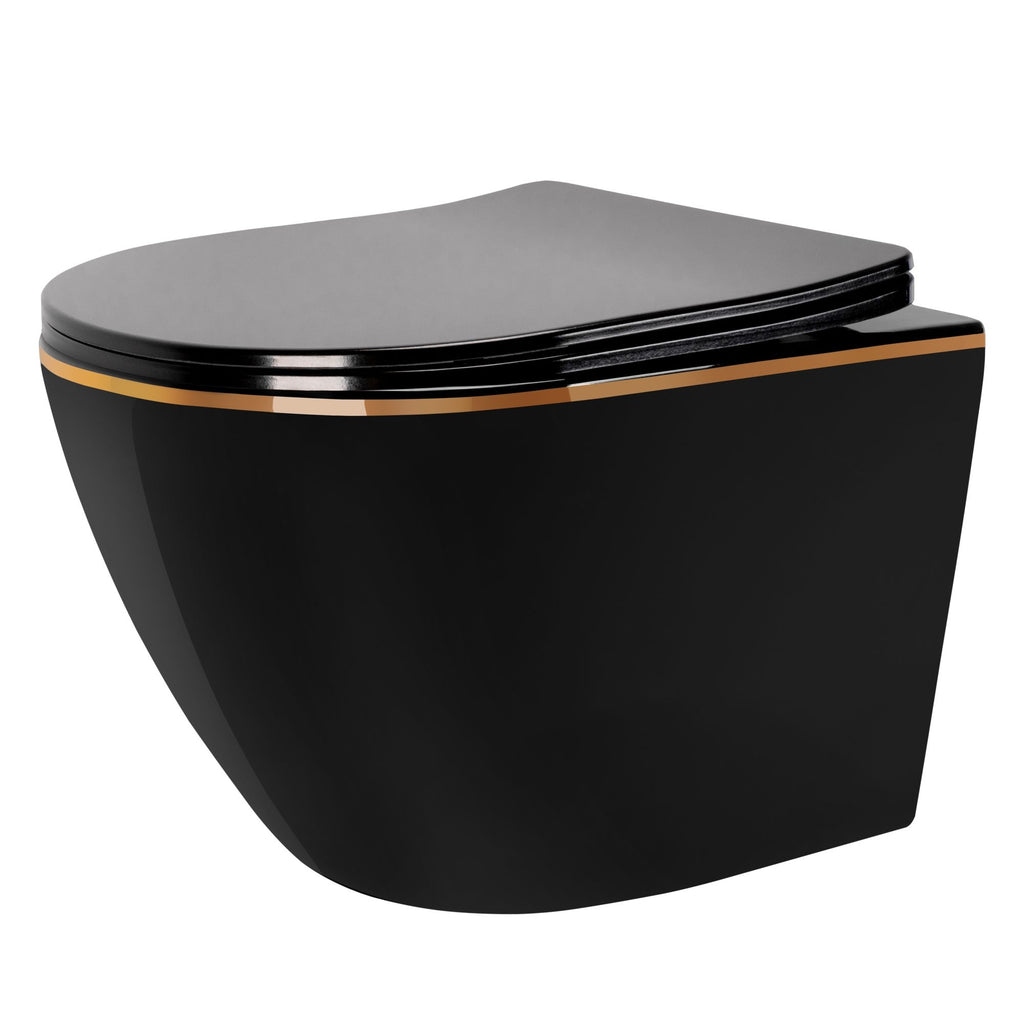 Závěsná WC mísa Rea Carlo Mini Tornado Black Gold Egde  1