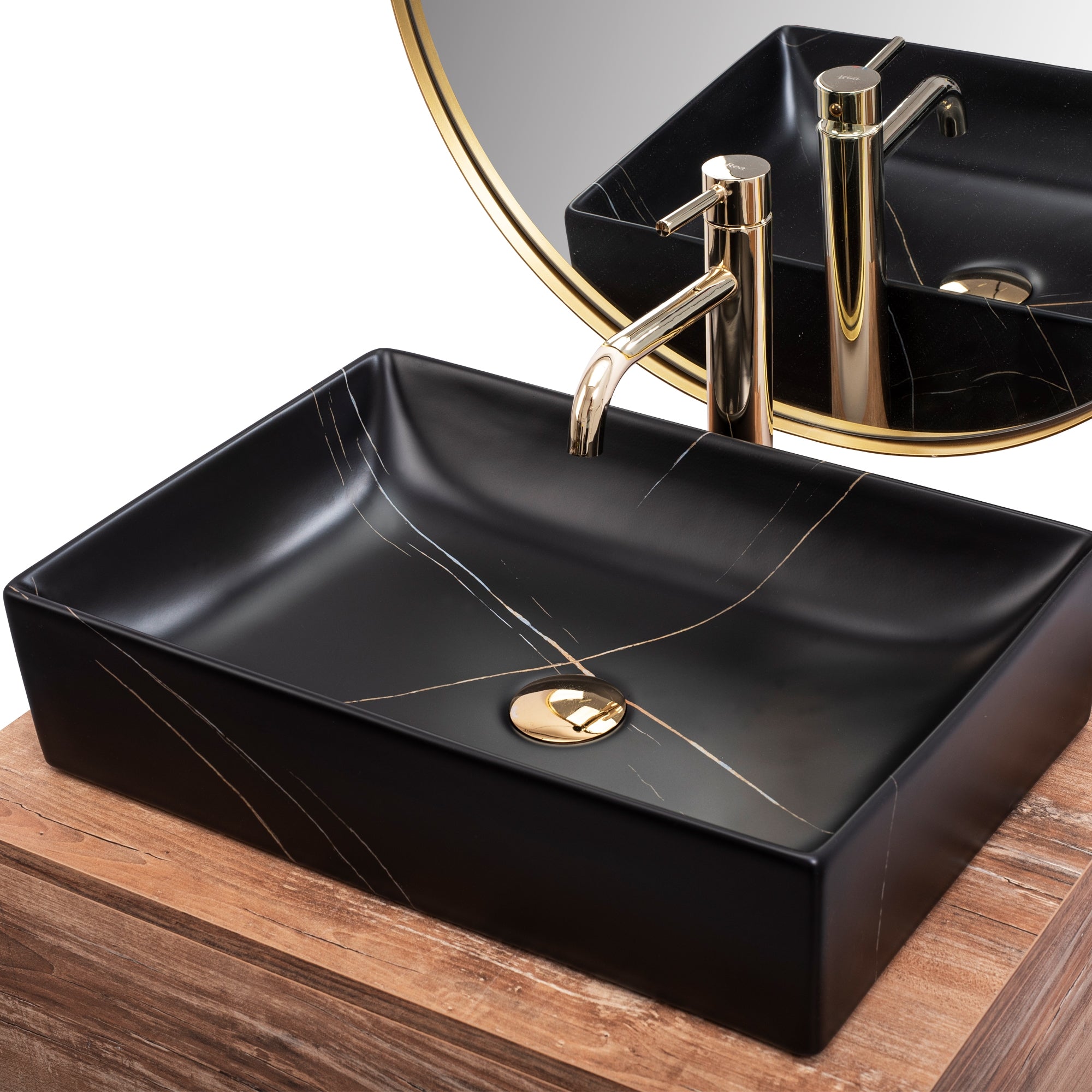 Umyvadlo na desku REA Inga Black Marble Mat  5