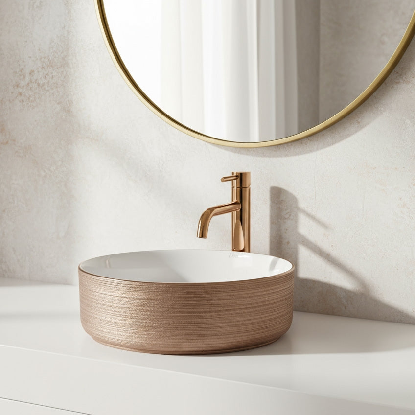 Umyvadlo na desku Rea Sami Brush Rose Gold  6