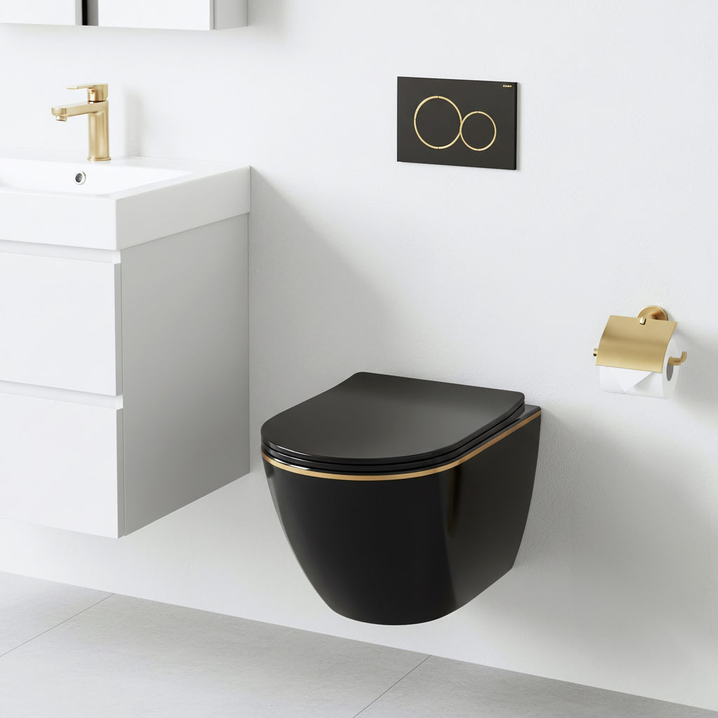 Závěsná WC mísa Rea Carlo Mini Tornado Black Gold Egde  2