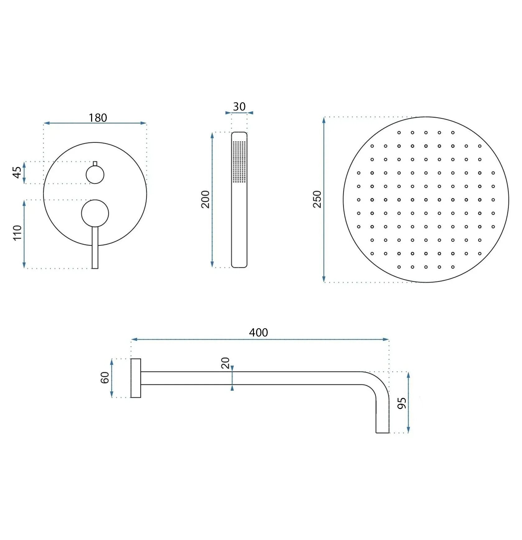 Podomítková sprchová sada Rea Argon Brush Copper  + BOX  5