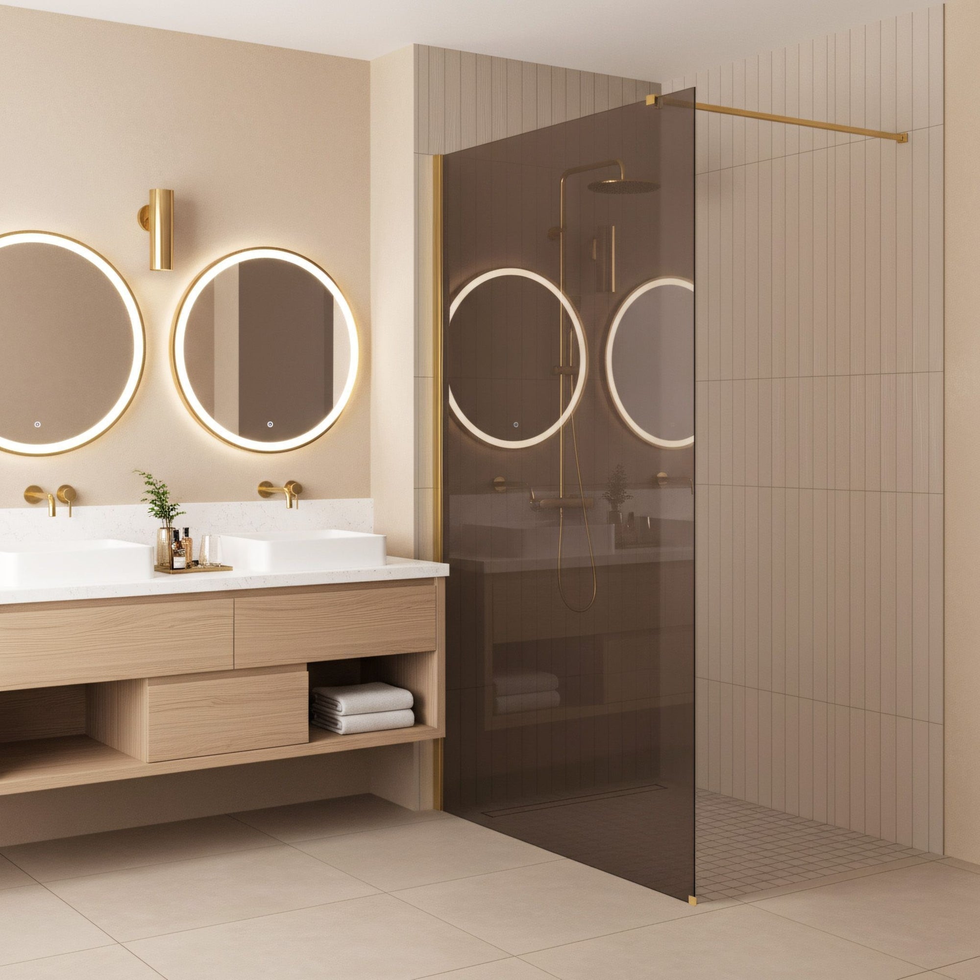 Sprchová zástěna Rea Flexi Brown / Gold 120  1