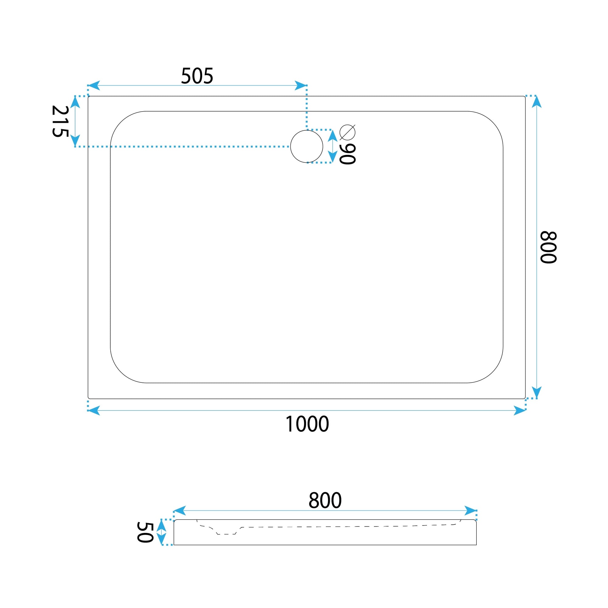 Sprchová akrylová vanička Rea Belmond White 80x100  5