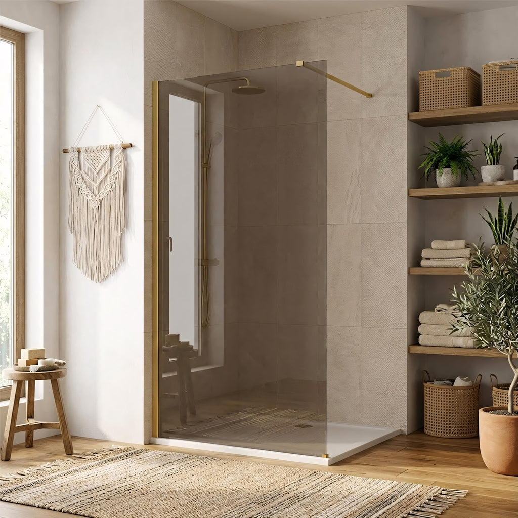 Sprchová zástěna Rea Flexi Brown / Brush Gold 90  1