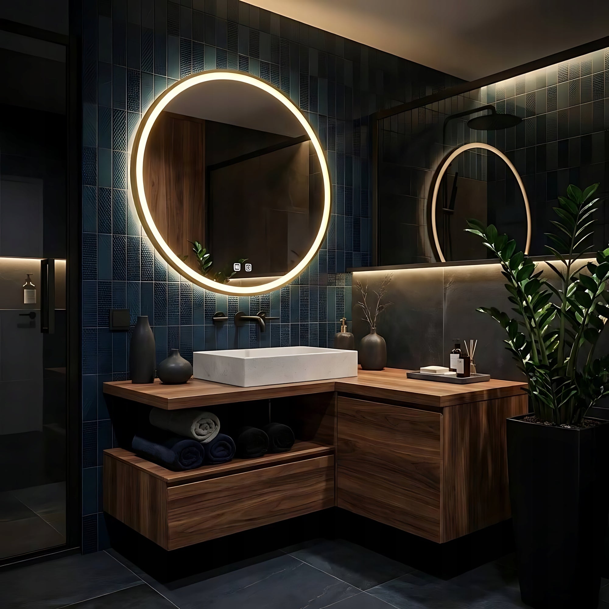 Zrcadlo LED 70cm MMJ Gold  4