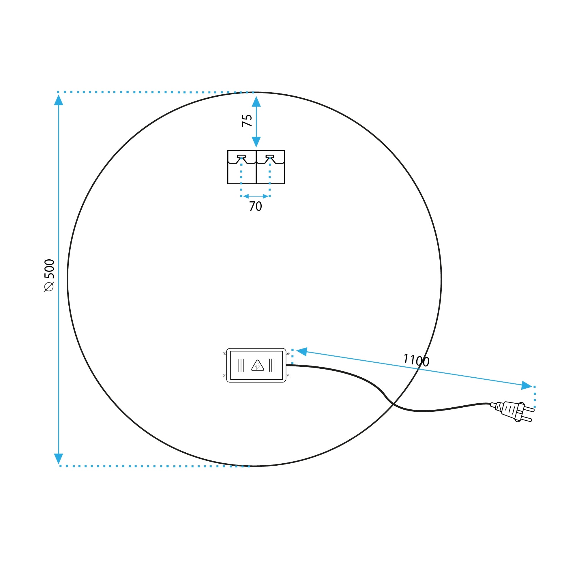 Zrcadlo LED  50cm BAS  10