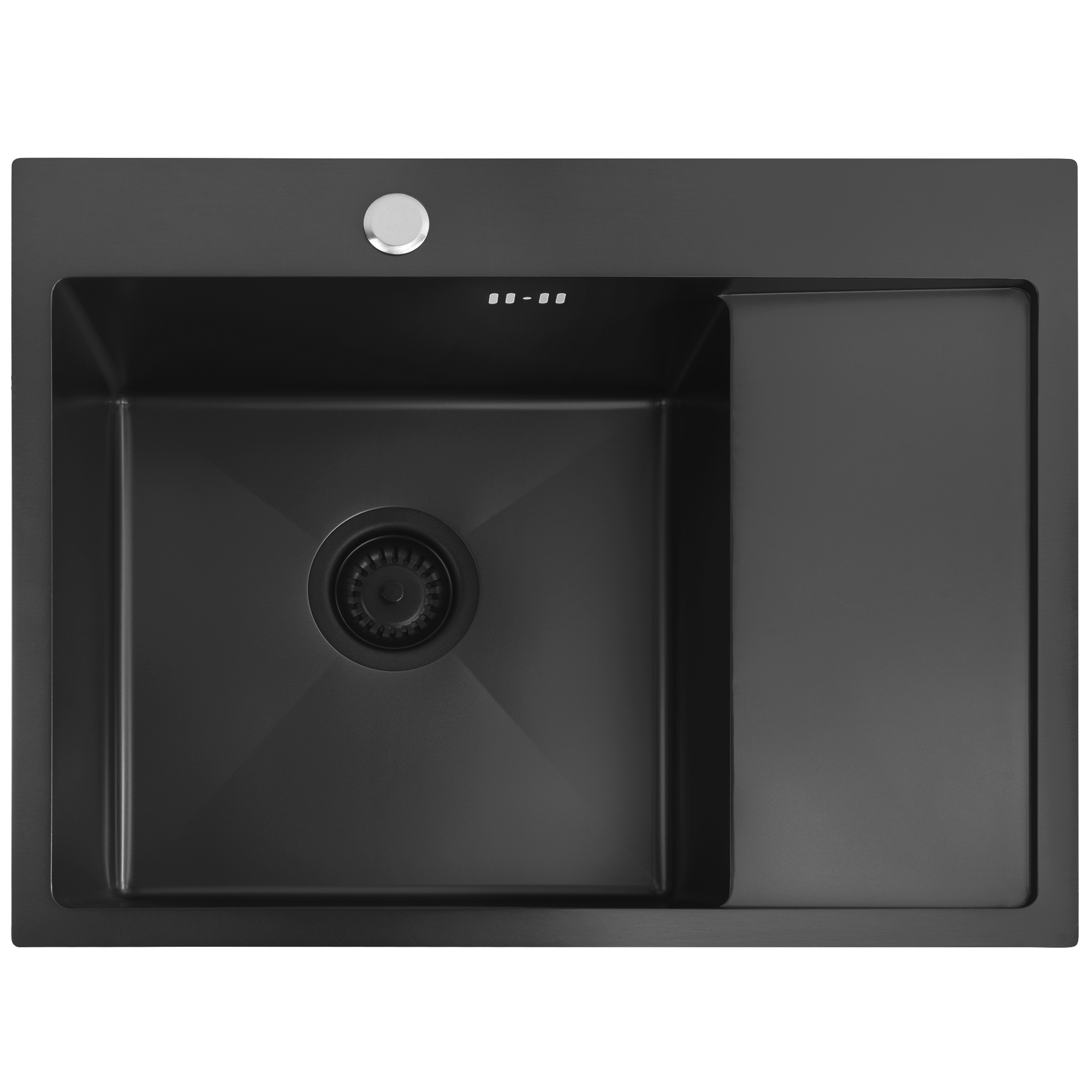 Ocelový dřez Fin Black bez kuchyňské baterie 2