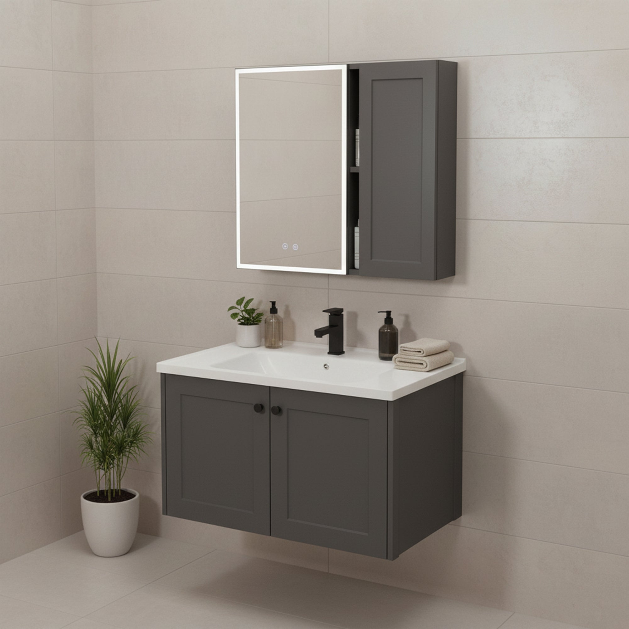Sada koupelnového nábytku s umyvadlem Monti 60cm Grey  3