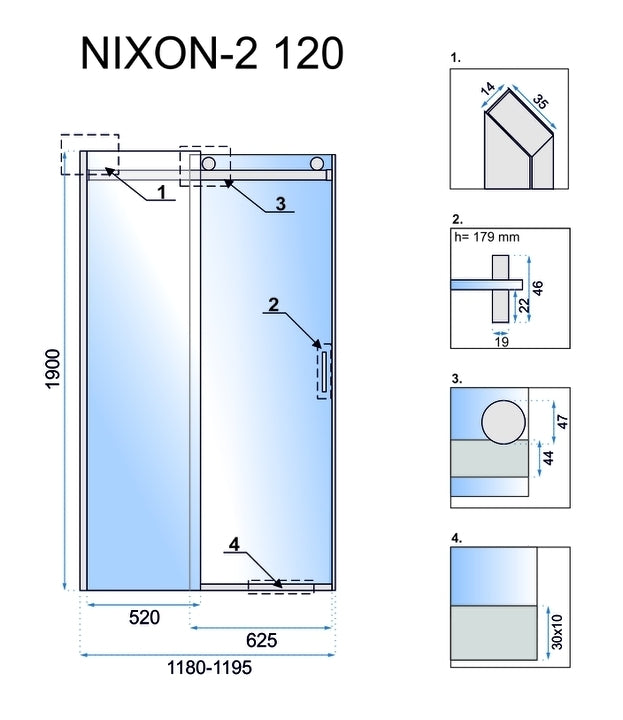 Sprchové dveře Rea Nixon-2 120 vlevo 8