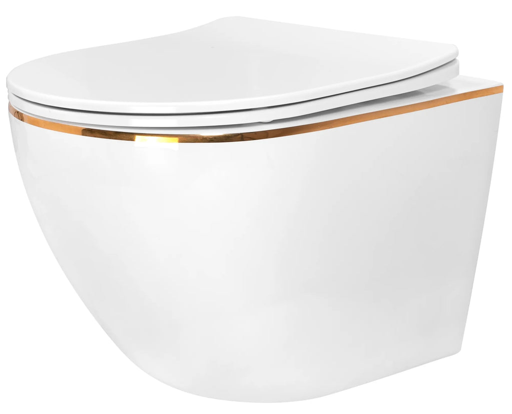 Závěsná WC mísa Rea Carlo Tornado Rimless Flat GOLD EDGE  1