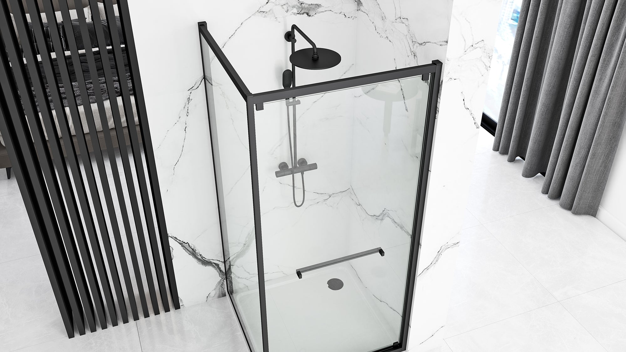 Sprchový kout Rea Space In ČERNÝ 80x100 Se sprchovou vaničkou Savoy black 4