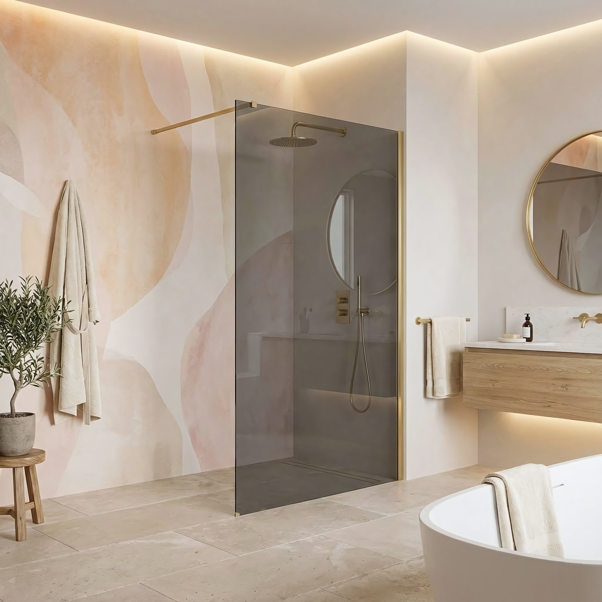 Sprchová zástěna Rea Flexi Grey / Brush Gold 140  5