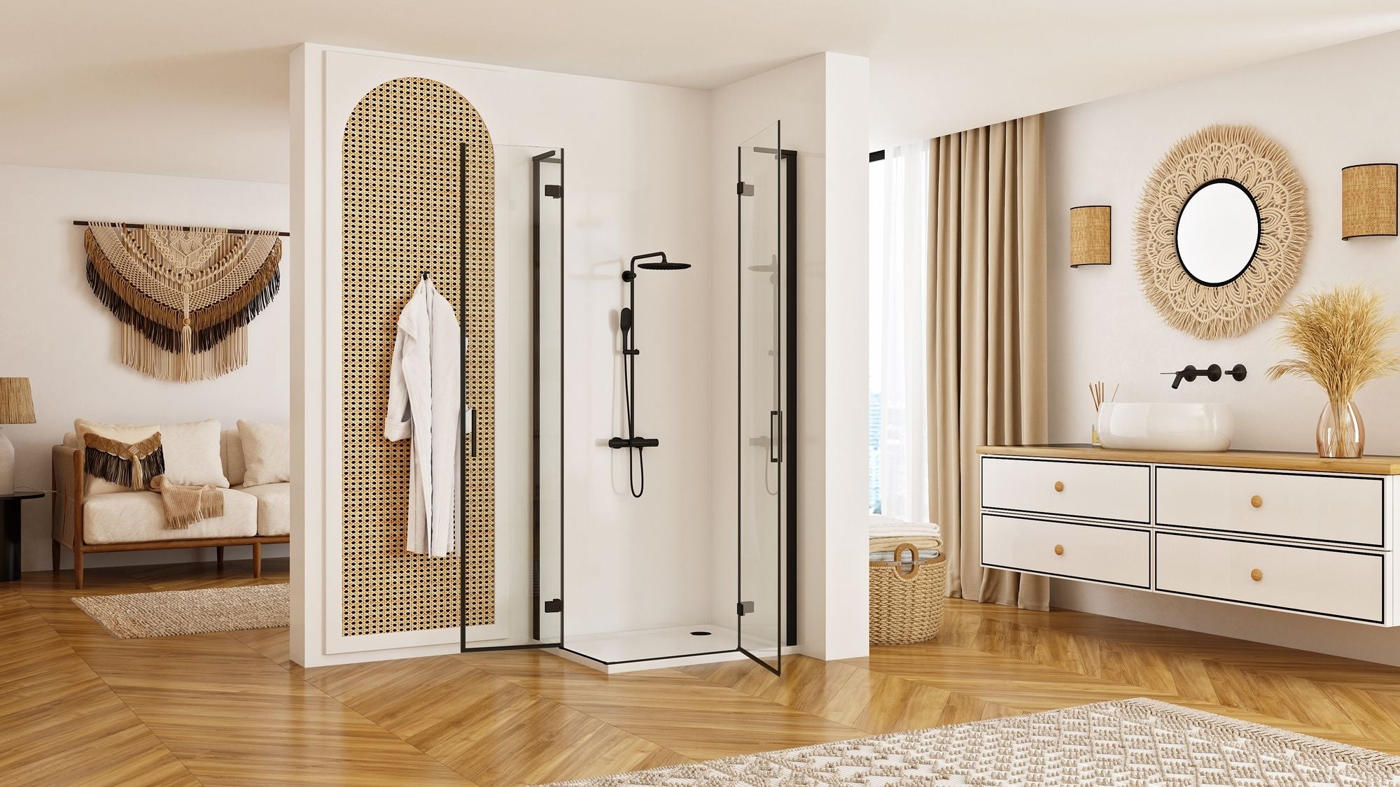 Sprchová kabina REA Hugo Double Black 80x80  3