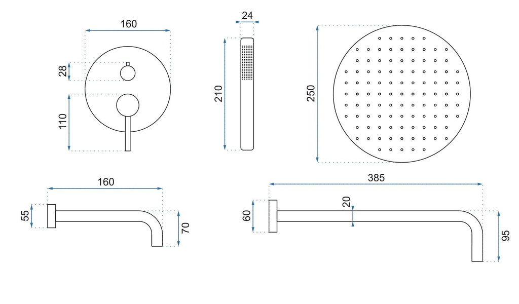 Podomítková vana-sprchová sada Rea Lungo Titan  + BOX  8