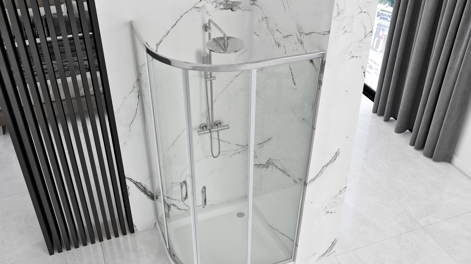 Sprchová kabina REA Look Chrome 80x80 + Sprchová vanička Look White S bílou sprchovou vaničkou Look 3