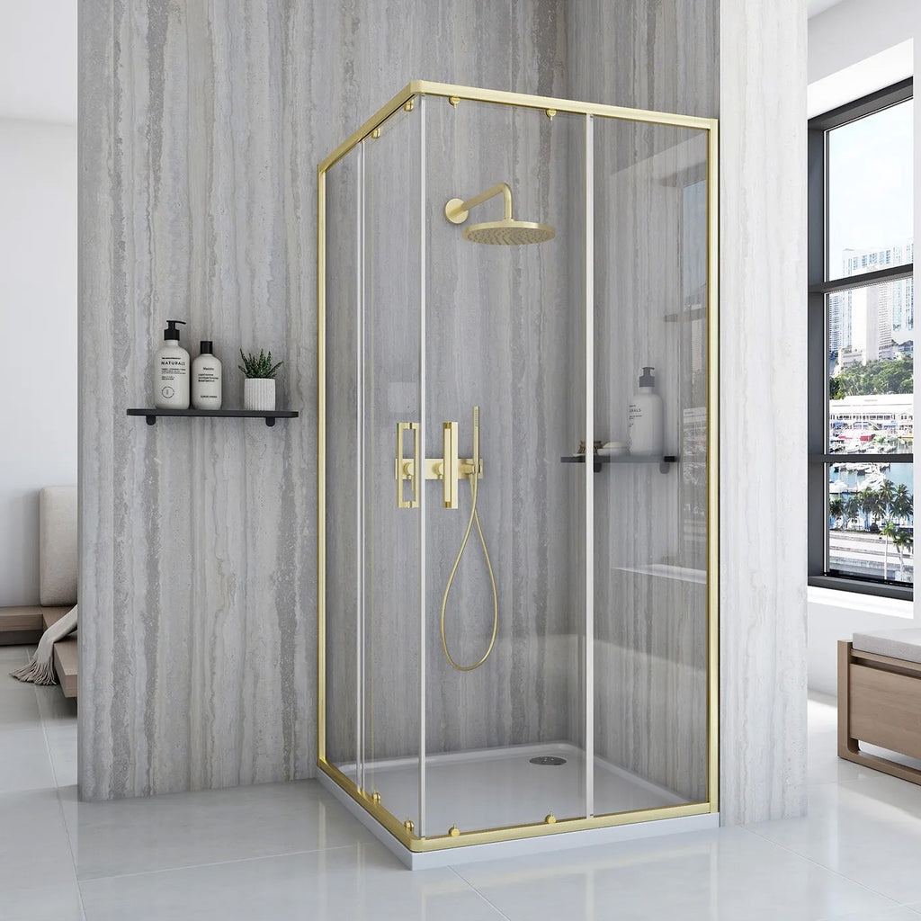 Sprchový kout REA City 80x100 Brush Gold Se sprchovou vaničkou Savoy black 2
