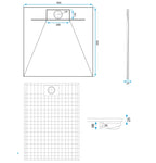 Sprchová vanička Bazalt CARRARA BLACK 90x90  10