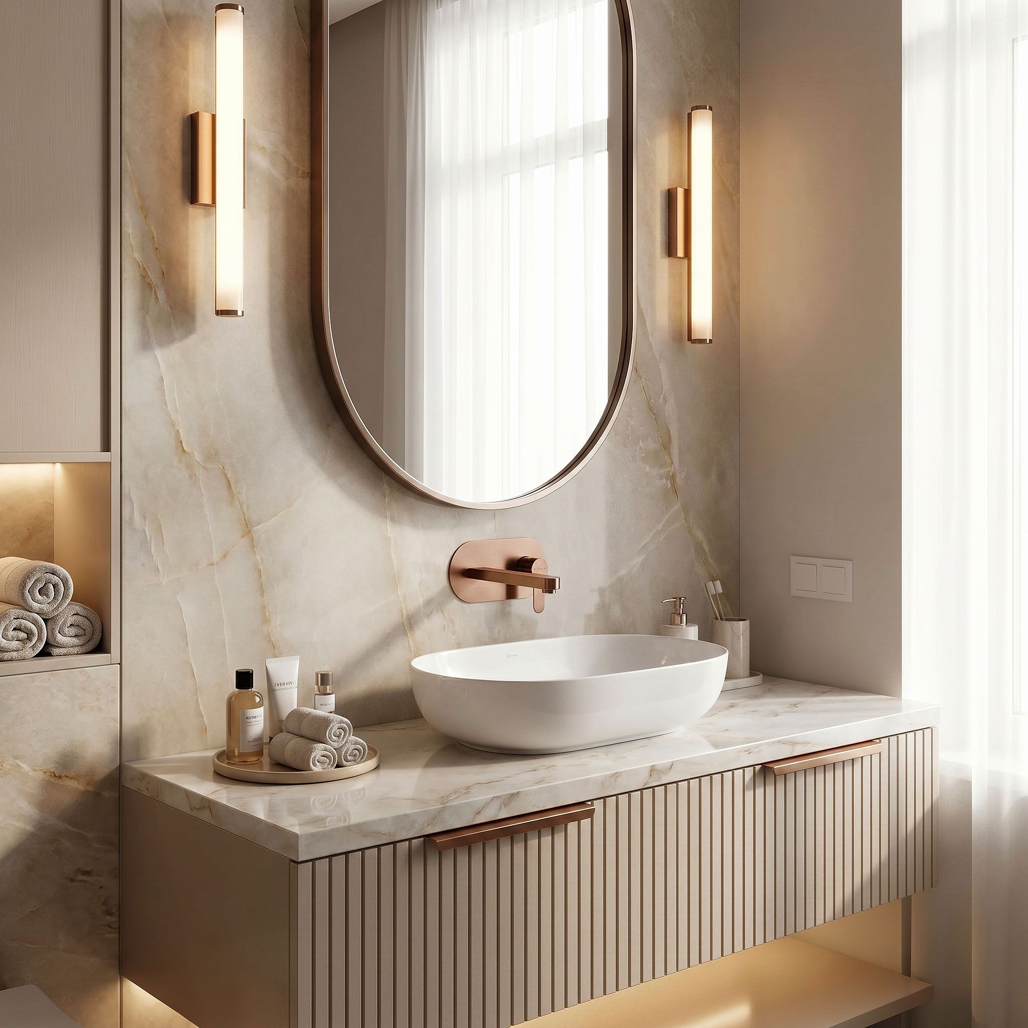 Podomítková vanová baterie REA Arcos Brush Copper  6
