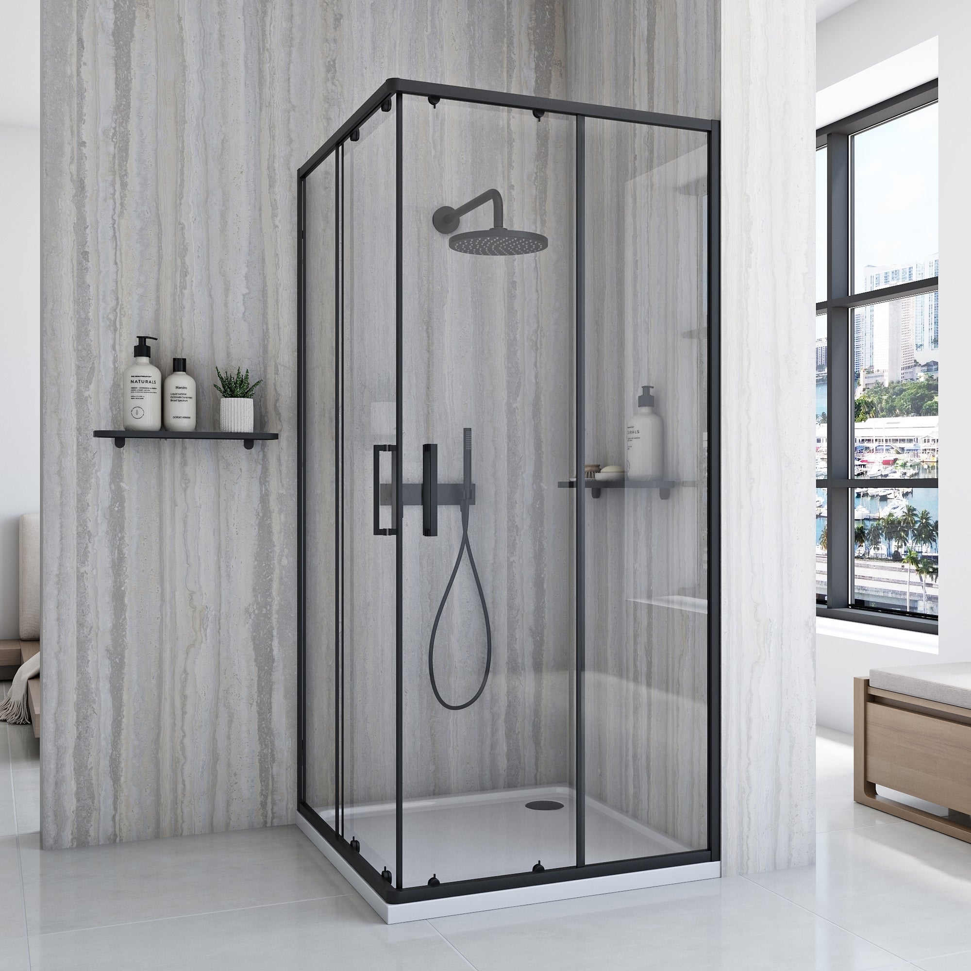 Sprchový kout REA City 80x80 Black Se sprchovou vaničkou Savoy 1