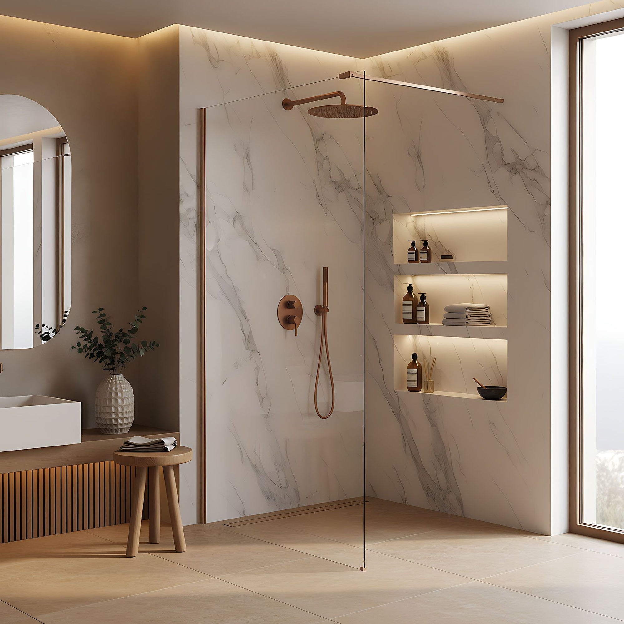 Sprchová zástěna Rea Flexi Transparent / Brush Copper 90  4