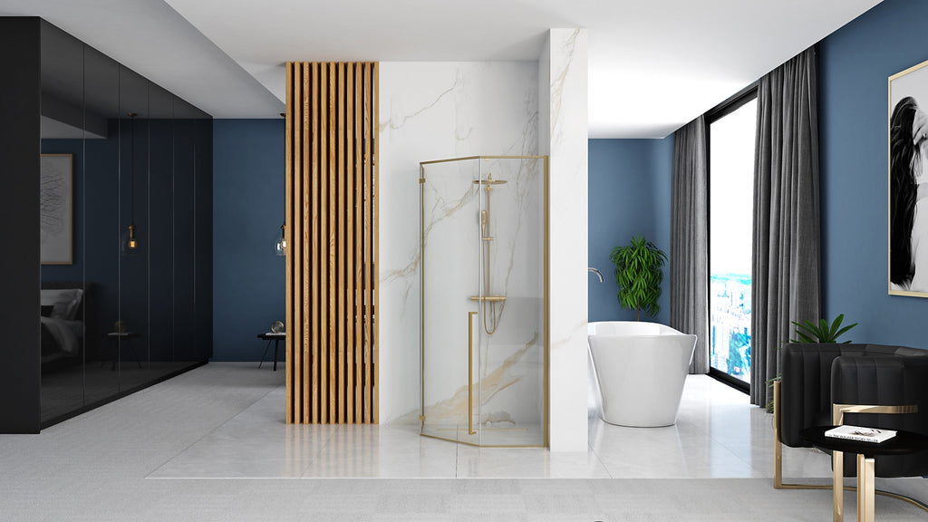 Sprchový kout REA DIAMOND 90x90 BRUSH GOLD Se sprchovou vaničkou Diamond 4