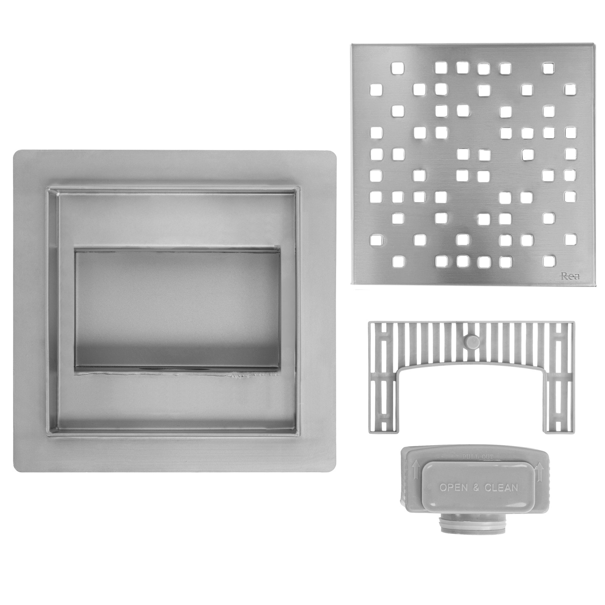 Odtokový žlab REA DOTS 150x150 Nickel Brush  5