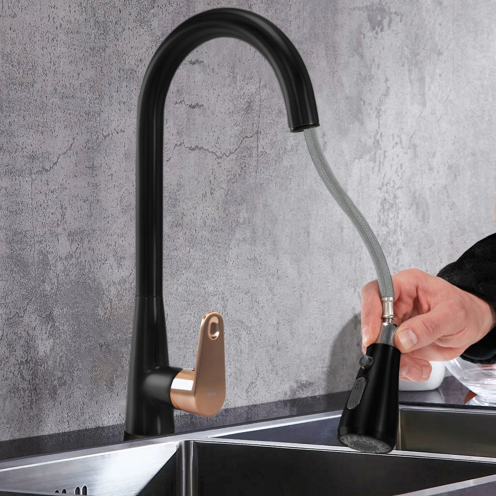 Kuchyňská baterie Rea Mild black mat rose gold  10
