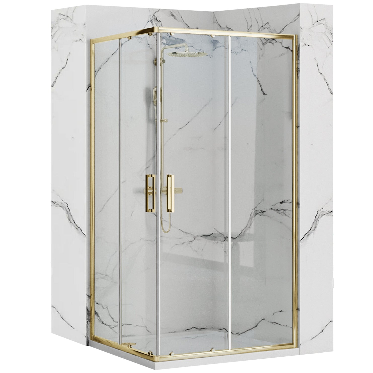 Sprchový kout REA PUNTO 80x100 Gold Se sprchovou vaničkou Savoy black 1