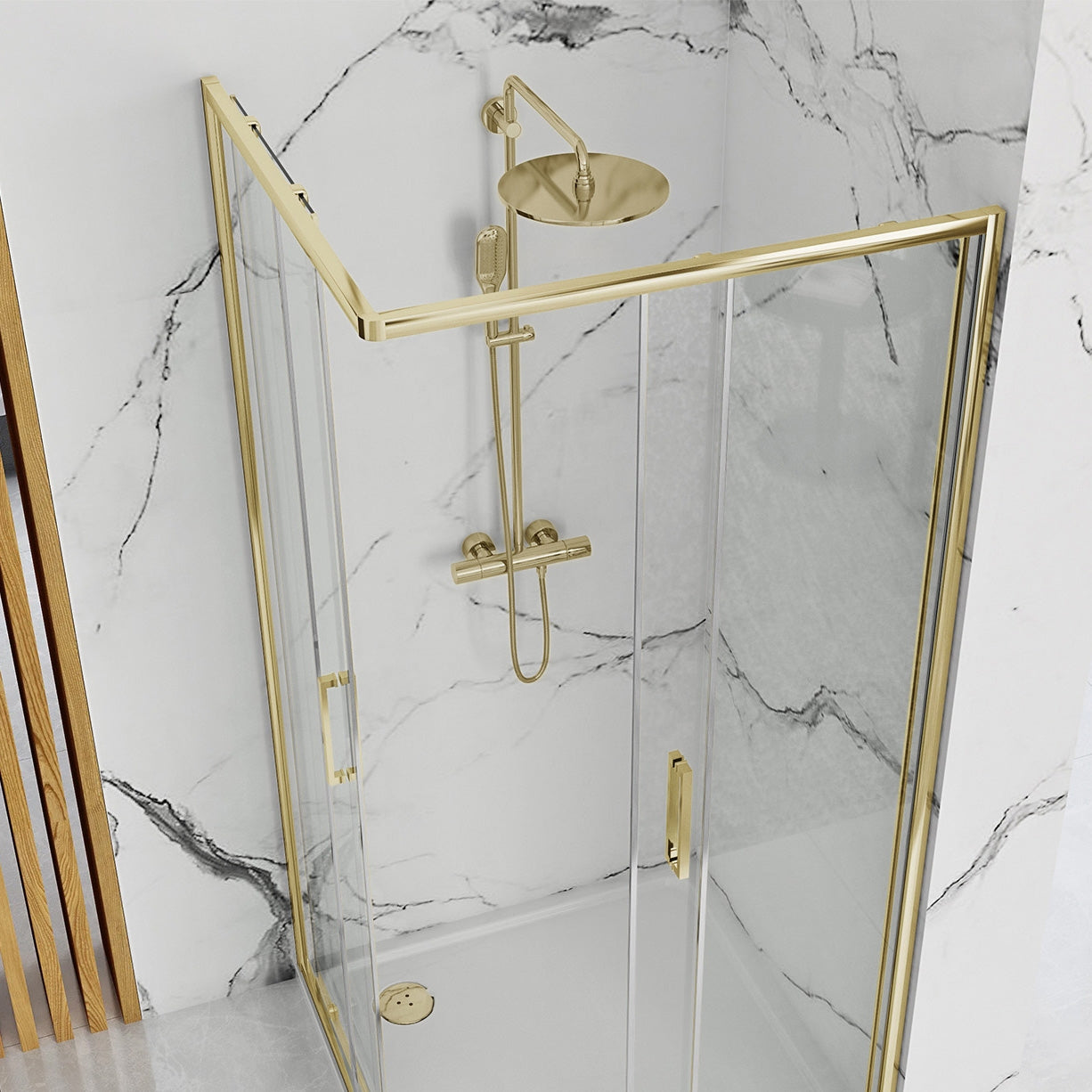 Sprchový kout REA PUNTO 80x100 Gold Se sprchovou vaničkou Savoy black 3