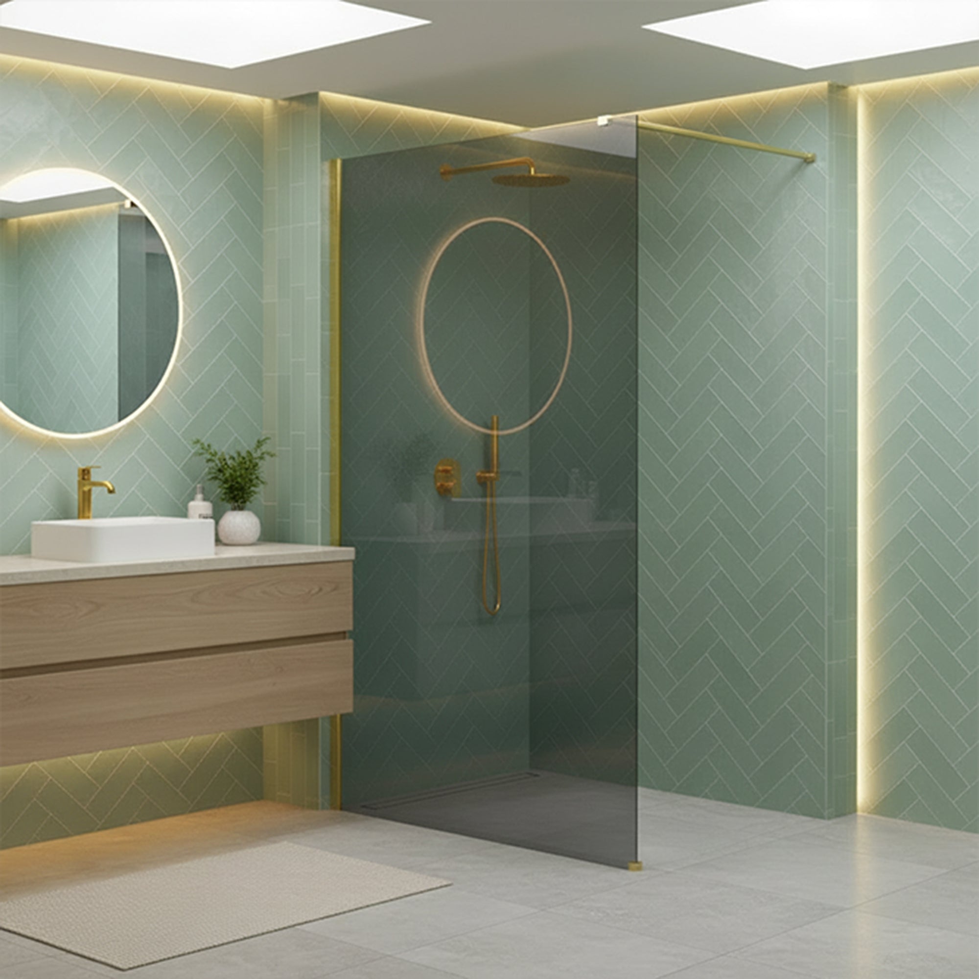 Sprchová zástěna Rea Flexi Grey / Gold 100  4