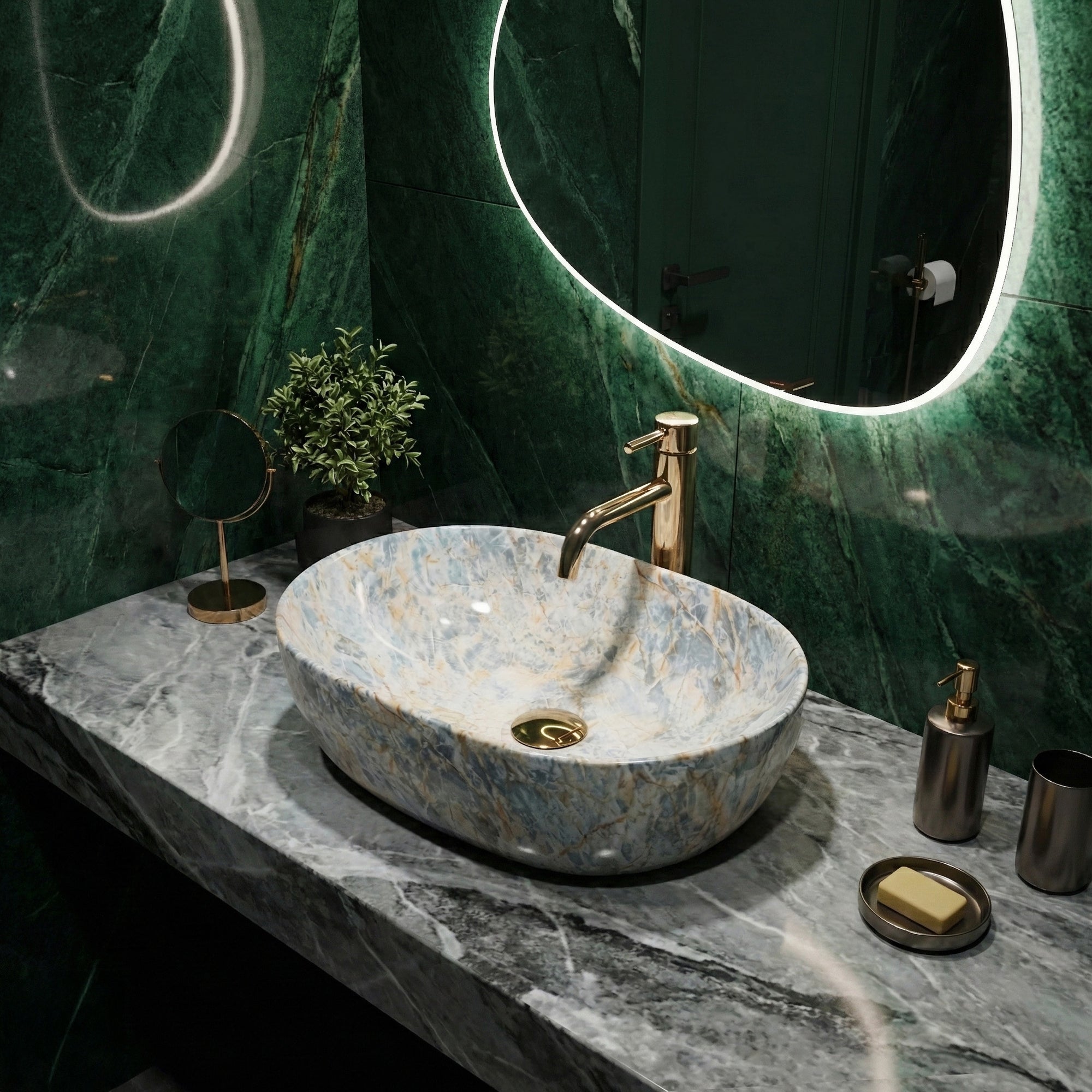 Umyvadlo na desku REA Amelia Ruststone 48  5