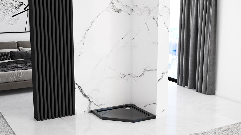 Sprchový kout REA DIAMOND 90x90 - matná černá Se sprchovou vaničkou  Diamond black 13