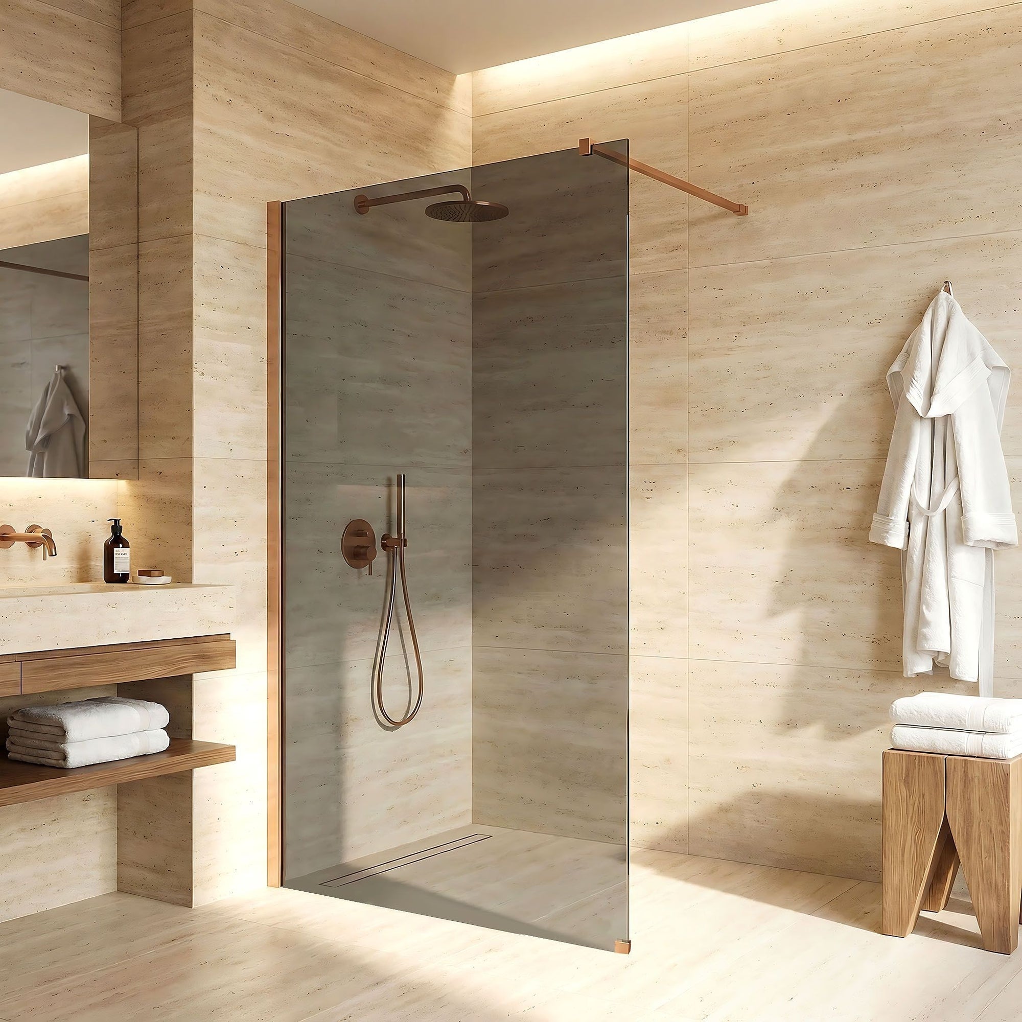 Sprchová zástěna Rea Flexi Grey / Brush Copper 140  5