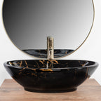 Umyvadlo na desku REA PAMELA Black Marble Shiny  3