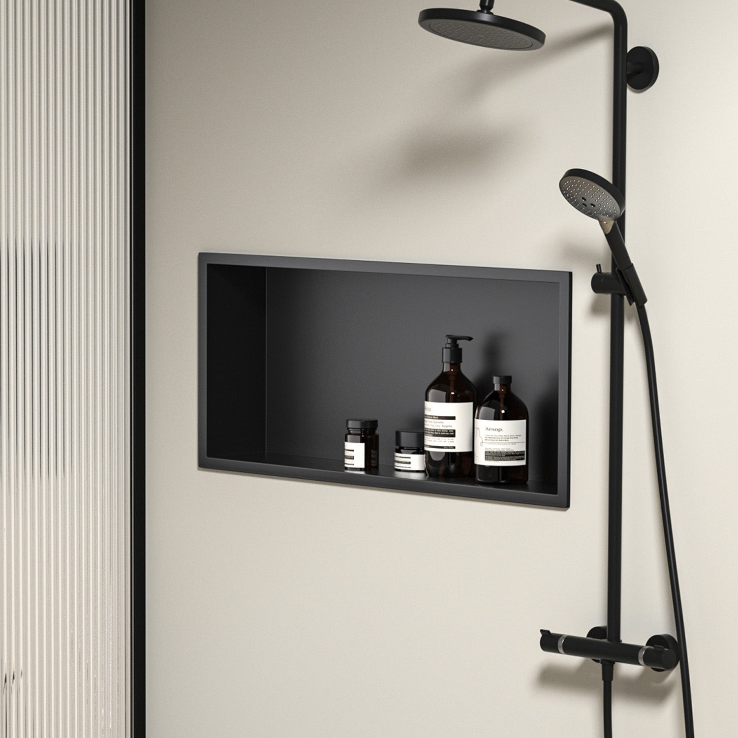bathroom shelf 30x60 black matt  2