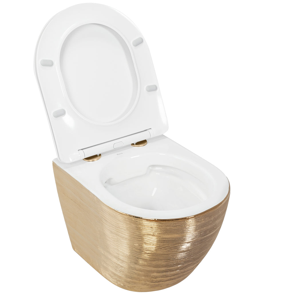 Závěsná WC mísa Carlo Flat - broušené zlato  6