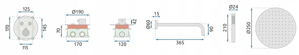 Podomítková sprchová sada Rea Lungo Titan + BOX  8