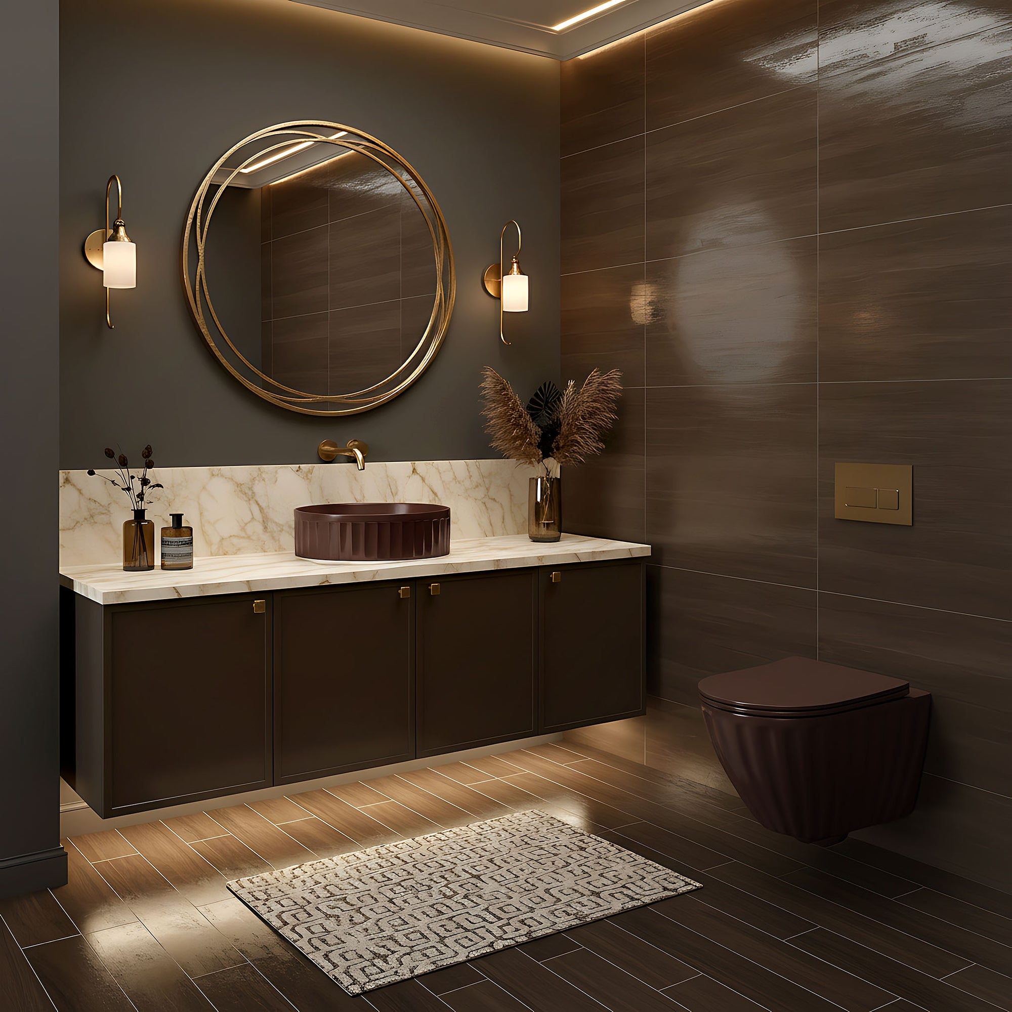 Umyvadlo na desku DUO Espresso Matt  3