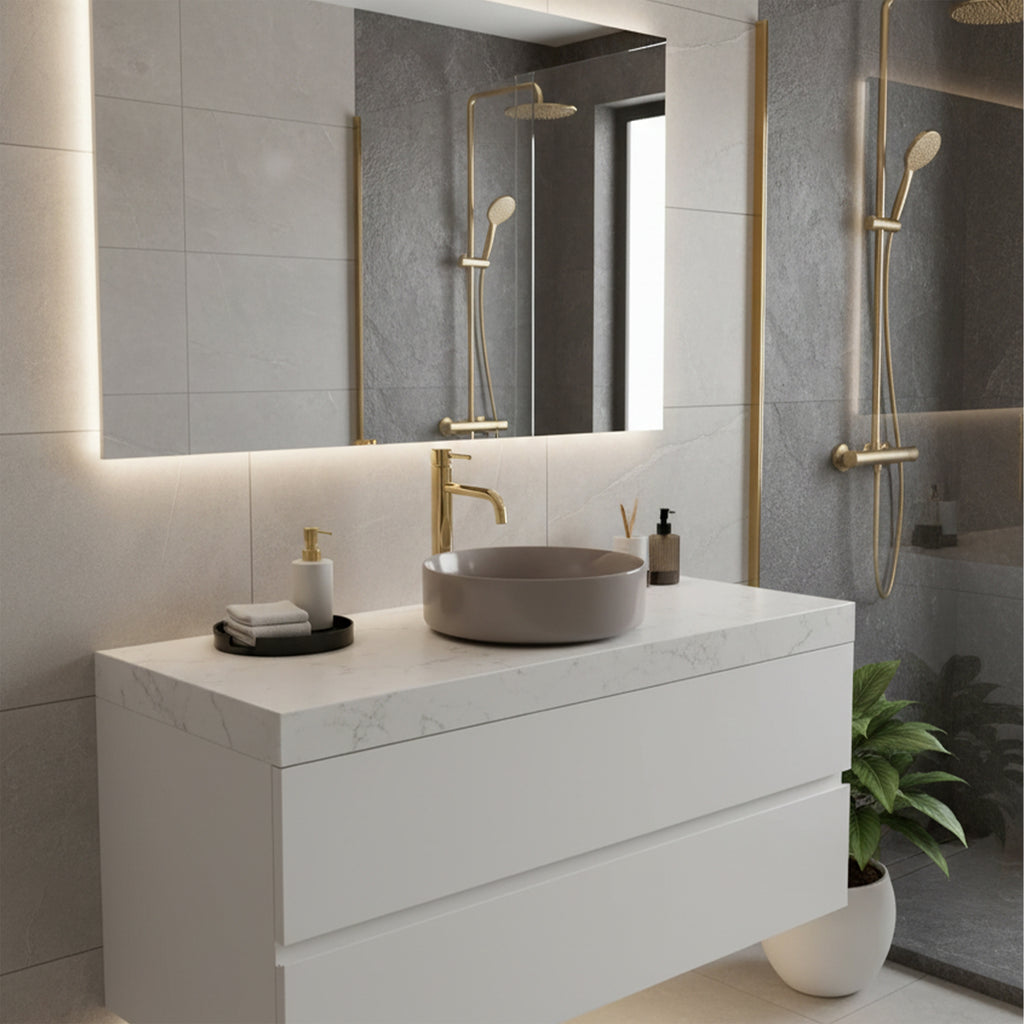Umyvadlo na desku REA SAMI Beige Shiny  8
