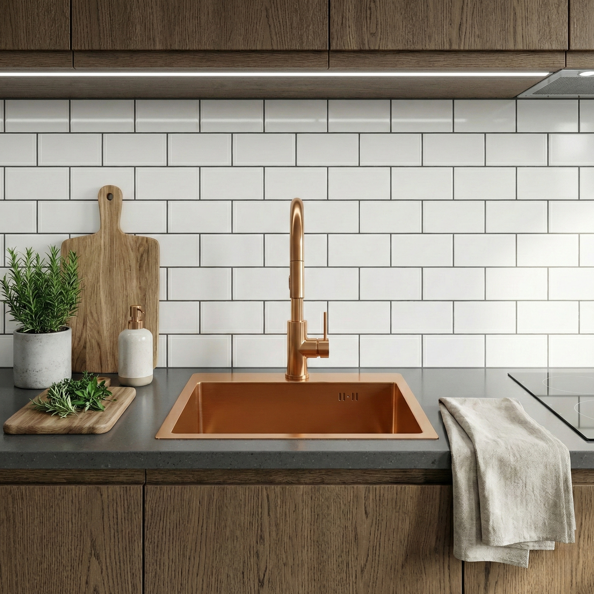 Ocelový dřez Leo 50 BRUSH COPPER bez kuchyňské baterie 5