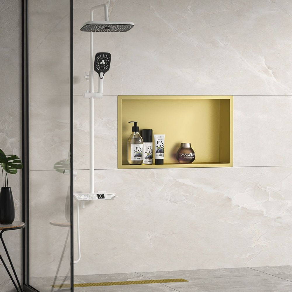 bathroom shelf 30x45 gold brush  9